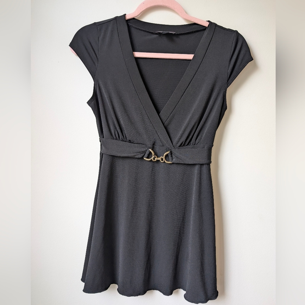 BCX Y2K Black Tie Back Blouse Size Medium